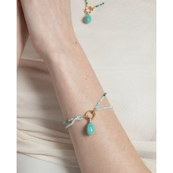 Pulsera Mujer Plata de Ley Baño Oro Amazonita Turquesa y Circonitas 18,5 cm
