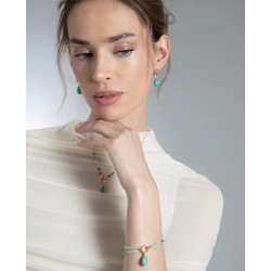 Pulsera Mujer Plata de Ley Baño Oro Amazonita Turquesa y Circonitas 18,5 cm