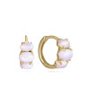 Pendientes Mujer Plata de Ley Baño Oro con Calcedonia Natural 1,2 cm