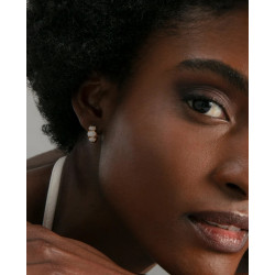 Pendientes Mujer Plata de Ley Baño Oro con Calcedonia Natural 1,2 cm