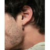 Pendiente Hombre Acero IP Negro Aro con Colgante Cono 1,4 cm