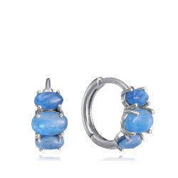 Pendientes Mujer Plata de Ley con Cianita Natural Baño de Rodio 1,2 cm