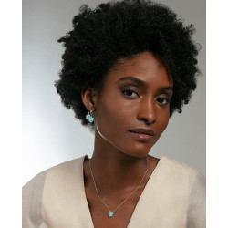 Collar Mujer Plata de Ley con Colgante Floral Circonitas Azules y Blancas