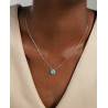 Collar Mujer Plata de Ley con Colgante Floral Circonitas Azules y Blancas