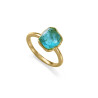 Anillo Mujer Plata de Ley Baño de Oro con Apatita Azul Natural