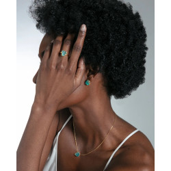 Anillo Mujer Plata de Ley Baño de Oro con Apatita Azul Natural