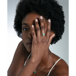 Anillo Mujer Plata de Ley Baño de Oro con Apatita Azul Natural