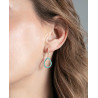 Pendientes Mujer Plata de Ley Baño de Oro Circonitas Turquesa Colgante 3,2 cm