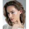 Pendientes Mujer Plata de Ley Baño de Oro Circonitas Turquesa Colgante 3,2 cm