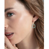 Pendientes Mujer Plata de Ley Baño de Oro Circonitas Turquesa Colgante 3,2 cm