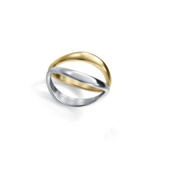 Anillo Mujer Acero Bicolor IP Dorado Diseño Elegante Tallas 12 a 18