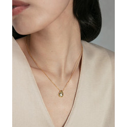 Collar Mujer Plata de Ley Baño de Oro Gota con Circonitas Azules 42+3 cm
