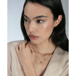 Collar Mujer Plata de Ley Baño de Oro Gota con Circonitas Azules 42+3 cm