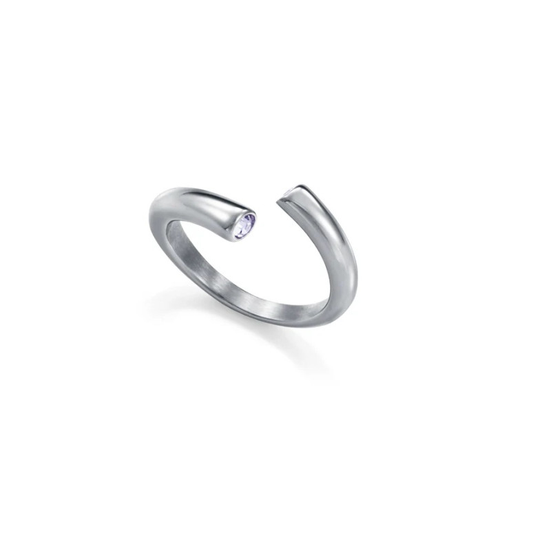 Anillo Mujer Acero con Circonitas Blancas Plateado Tallas 12 a 18