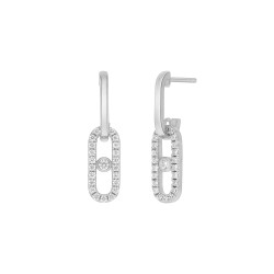 Pendientes Marea Mujer Plata de Ley Rodiada Óvalo con Circonitas 25 mm