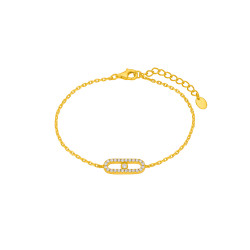 Pulsera Mujer Plata de Ley Baño Oro 18K Óvalo con Circonitas 16+3 cm