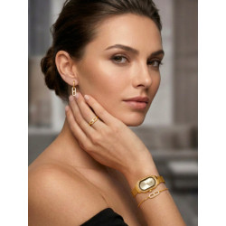 Pulsera Mujer Plata de Ley Baño Oro 18K Óvalo con Circonitas 16+3 cm
