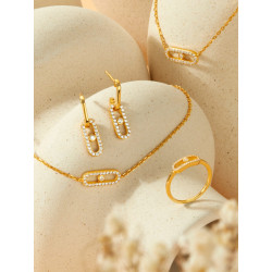 Pulsera Mujer Plata de Ley Baño Oro 18K Óvalo con Circonitas 16+3 cm
