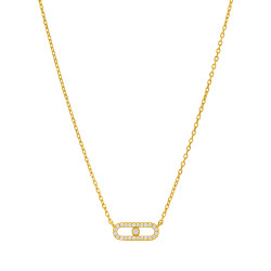 Collar Mujer Óvalo con Circonitas Plata de Ley 925 Baño Oro 18K D04107/AO