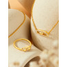 Collar Mujer Óvalo con Circonitas Plata de Ley 925 Baño Oro 18K D04107/AO