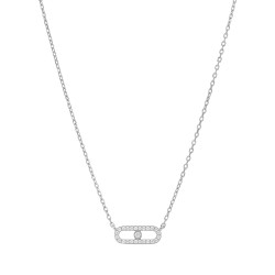 Collar Mujer Óvalo con Circonitas Plata de Ley 925 Rodiada D04107/AN