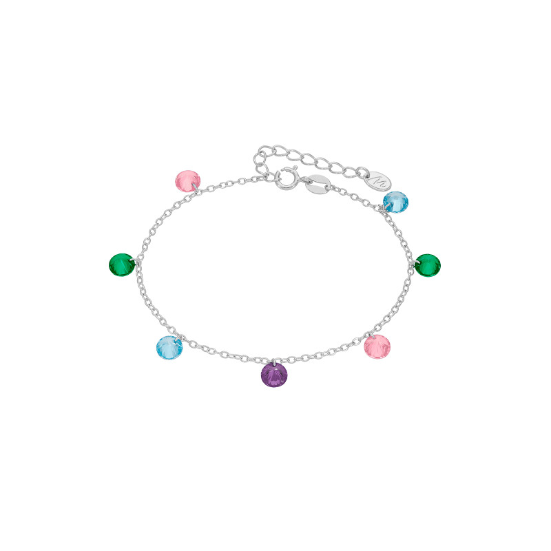 Pulsera Plata de Ley 925 con Multicirconitas Multicolor D03603/BF