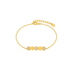 Pulsera Mujer Hexagonal Plata de Ley 925 Baño Oro 18K con Circonitas D03203/AJ