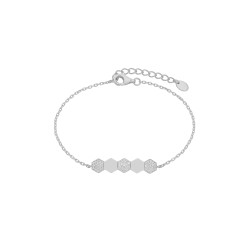 Pulsera Mujer Hexagonal Plata de Ley 925 Rodiada con Circonitas D03203/AI