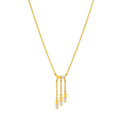Collar Mujer Cascada de Cadenas Plata de Ley 925 Baño Oro 18K con Circonitas Baguette D04107/AK