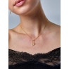 Collar Mujer Cascada de Cadenas Plata de Ley 925 Baño Oro 18K con Circonitas Baguette D04107/AK