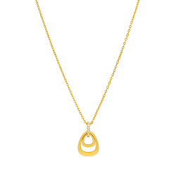 Collar Mujer Doble Triángulo Plata de Ley 925 Baño Oro 18K con Circonitas D03207/BJ