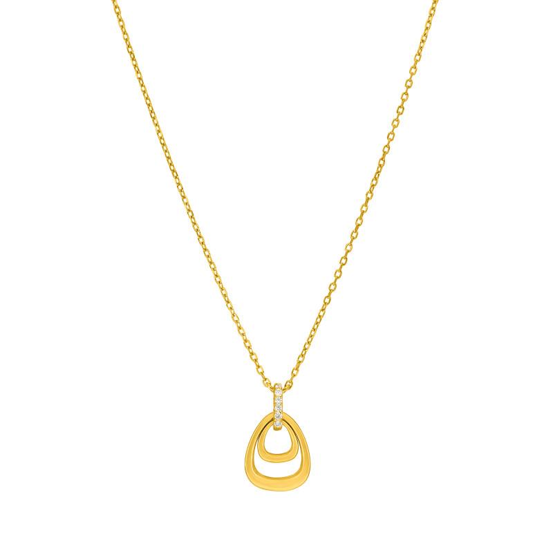 Collar Mujer Doble Triángulo Plata de Ley 925 Baño Oro 18K con Circonitas D03207/BJ
