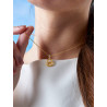 Collar Mujer Doble Triángulo Plata de Ley 925 Baño Oro 18K con Circonitas D03207/BJ