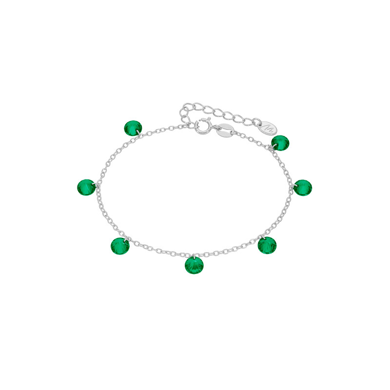 Pulsera Plata de Ley 925 con Circonitas Color Esmeralda D03603/BE