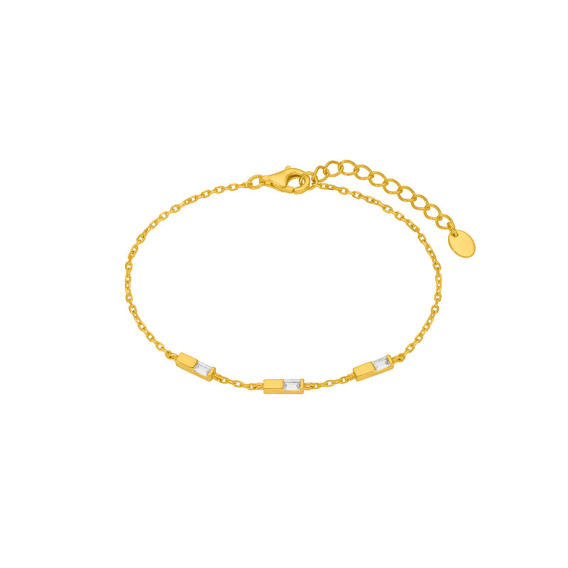 Pulsera Mujer Plata de Ley 925 Baño Oro 18K con Circonitas Baguette D04103/AD