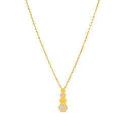 Collar Mujer Hexagonal Plata de Ley 925 Baño Oro 18K con Circonitas D03207/BH