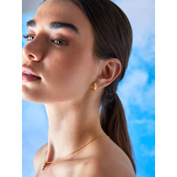 Pendientes Aro Hexagonal Plata de Ley 925 Baño Oro 18K con Circonitas D03201/BP