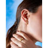 Pendientes Aro Hexagonal Plata de Ley 925 Baño Oro 18K con Circonitas D03201/BP
