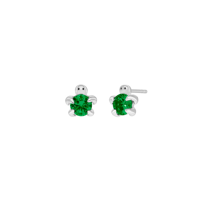 Pendientes Tortuga Plata de Ley 925 con Circonita Esmeralda D03601/DU