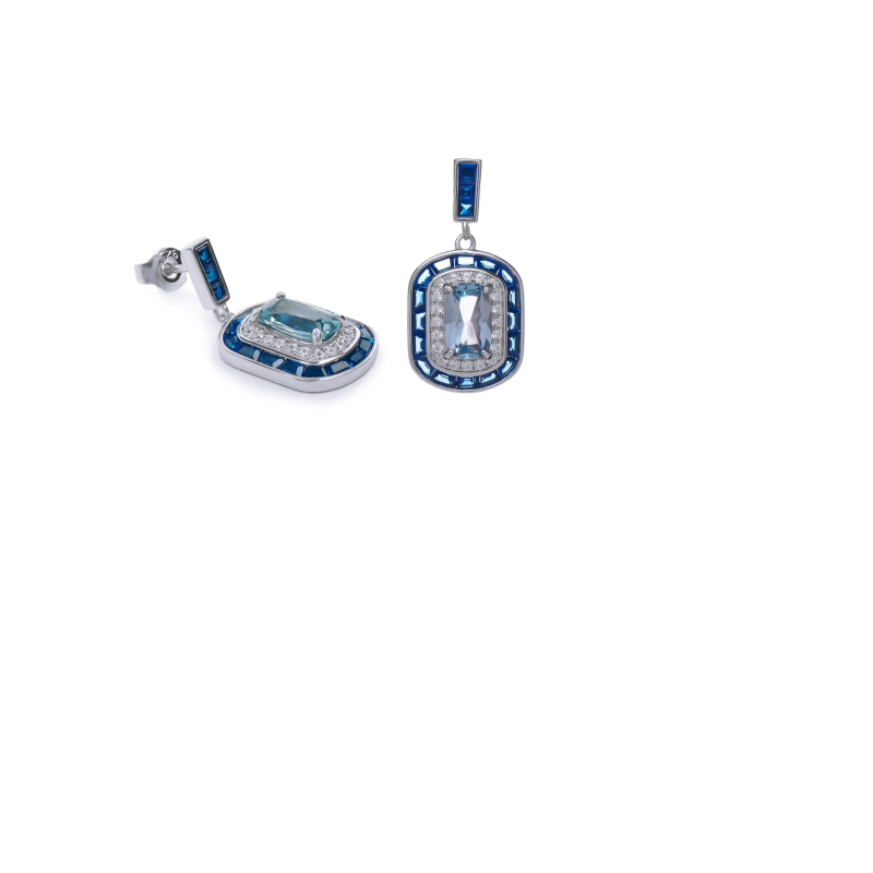 Pendientes Colgantes Plata Piedras Colores azules Lineargent 19799-B-A