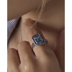Sortija Plata Mujer Piedras Azules Lineargent 19799-B-R Talla 18
