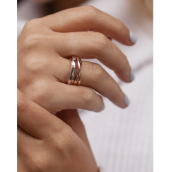 Anillo Moderno Plata  Rosa y Blanca Mujer Bicolor Talla 14-16-18 Lineargent 16976-R