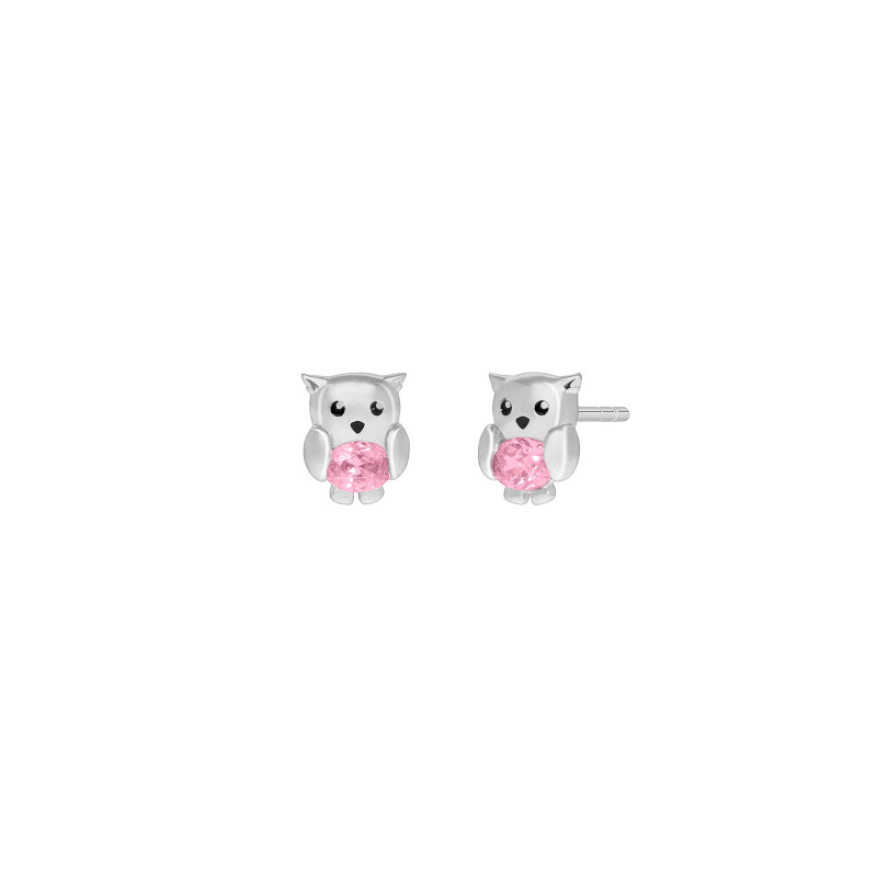 Pendientes Búho Plata de Ley 925 con Circonita Rosa D03601/DO