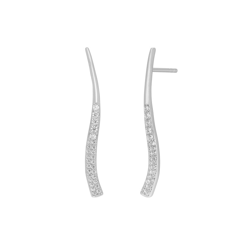 Pendientes Onda Plata de Ley 925 Rodiada con Circonitas D03201/BM