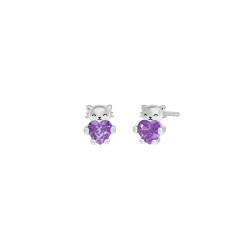 Pendientes Gatito Plata de Ley 925 con Circonita Lila D03601/DP