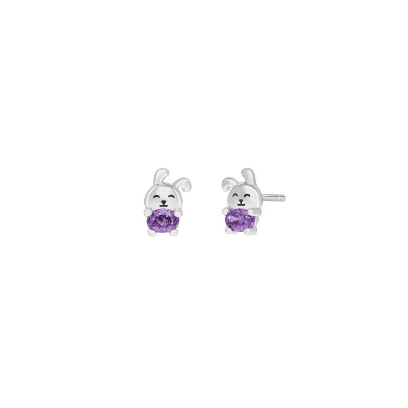 Pendientes Conejito Plata de Ley 925 con Circonita Lila D03601/DQ