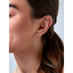 Pendientes Cadena Plata de Ley 925 Rodiada con Circonitas Baguette D04101/AO