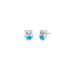 Pendientes Búho Plata de Ley 925 con Circonita Azul D03601/DS