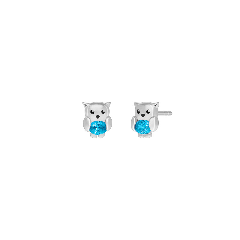 Pendientes Búho Plata de Ley 925 con Circonita Azul D03601/DS