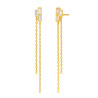 Pendientes Doble Cadena Plata de Ley 925 Baño en Oro 18k con Circonitas Baguette D04101/AR